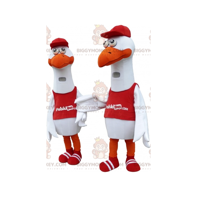 2 gaivotas gigantes de pássaro branco BIGGYMONKEY™s mascote –