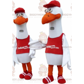 Duo de mascottes BIGGYMONKEY™ de mouettes d'oiseaux blancs