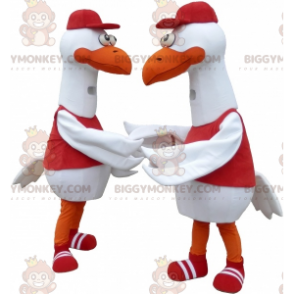 2 gaivotas gigantes de pássaro branco BIGGYMONKEY™s mascote –