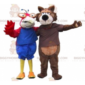 2 mascotas de BIGGYMONKEY, un loro y un lobo. 2 animales -