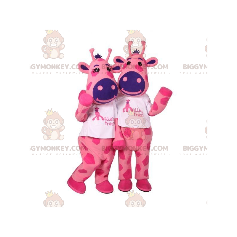 2 BIGGYMONKEY™ mascotte delle mucche rosa e blu. 2 mucche -