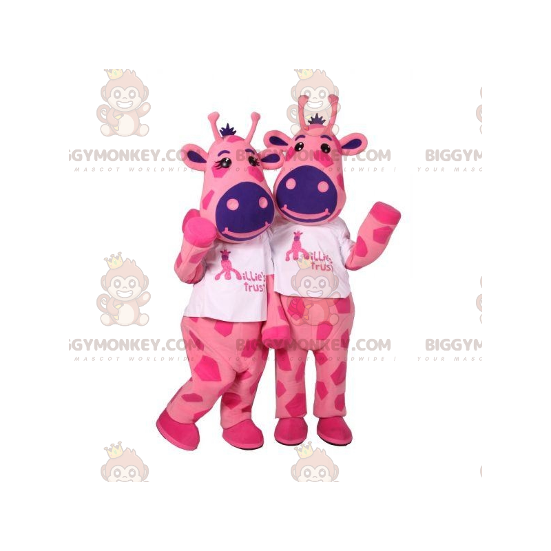 2 BIGGYMONKEY™s mascote de vacas rosa e azul. 2 vacas –