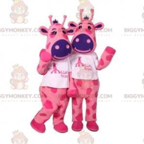 Duo de mascottes BIGGYMONKEY™ de vaches roses et bleues. 2