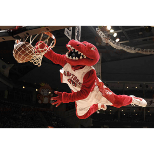 Κόκκινη στολή μασκότ BIGGYMONKEY™ δεινοσαύρων σε αθλητικά ρούχα