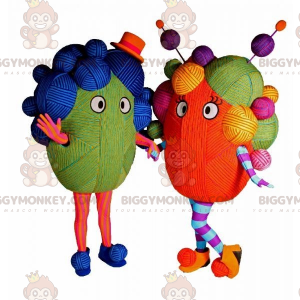 2 mascotes BIGGYMONKEY™s de novelos coloridos de fios –