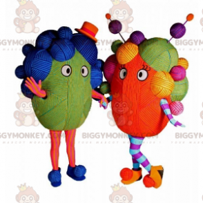 2 mascotte BIGGYMONKEY's van kleurrijke bollen garen -