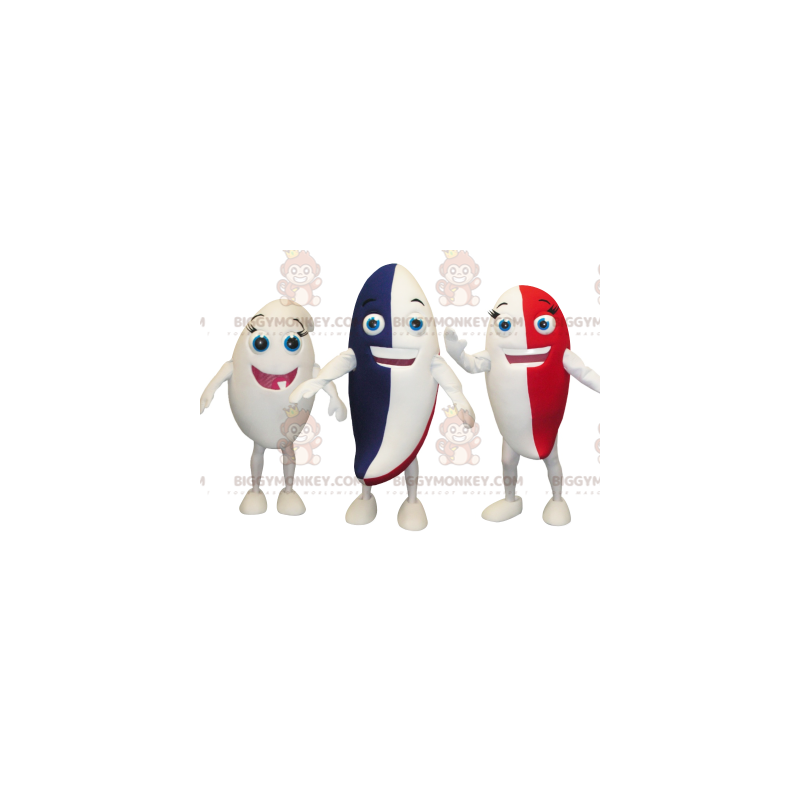 3 mascottes BIGGYMONKEY™ de bonshommes colorés de dentifrice -