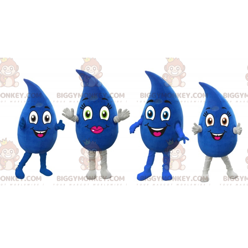 4 BIGGYMONKEY™s mascot of giant blue water drops 2 boys and a
