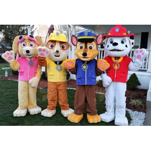 4 perros mascota de BIGGYMONKEY™ un bombero un policía un