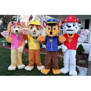 4 mascottes BIGGYMONKEY™ de chiens un pompier un policier un