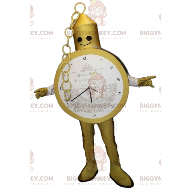 Goldene Taschenuhr BIGGYMONKEY™ Maskottchenkostüm. Anzug