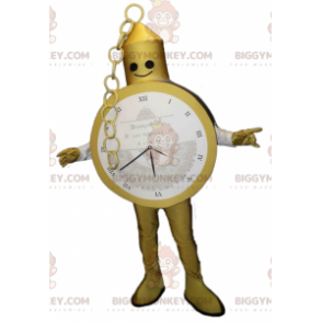Golden pocket watch BIGGYMONKEY™ mascot costume. watch suit –