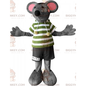 BIGGYMONKEY™ Costume da mascotte Topo grigio e rosa con grandi