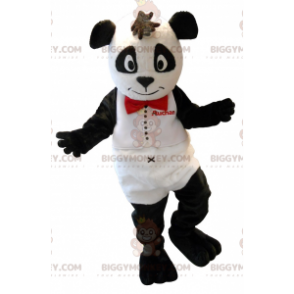 Costume de mascotte BIGGYMONKEY™ de nounours blanc et noir.