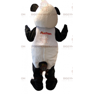 Weißer und schwarzer Teddybär BIGGYMONKEY™ Maskottchen-Kostüm.