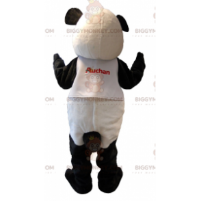 Weißer und schwarzer Teddybär BIGGYMONKEY™ Maskottchen-Kostüm.