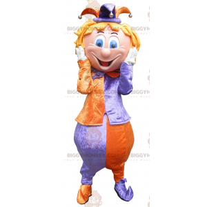 Zeer kleurrijk Jester Trickster BIGGYMONKEY™ mascottekostuum -