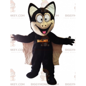 BIGGYMONKEY™ maskotdräkt av svart och brun fladdermus med stora