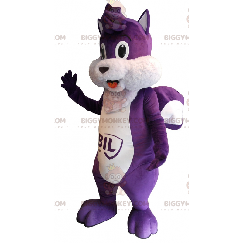 Cute and Chubby Purple and White Squirrel BIGGYMONKEY™ Mascot