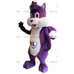 Traje de mascote de esquilo BIGGYMONKEY™ bonito e gorducho roxo