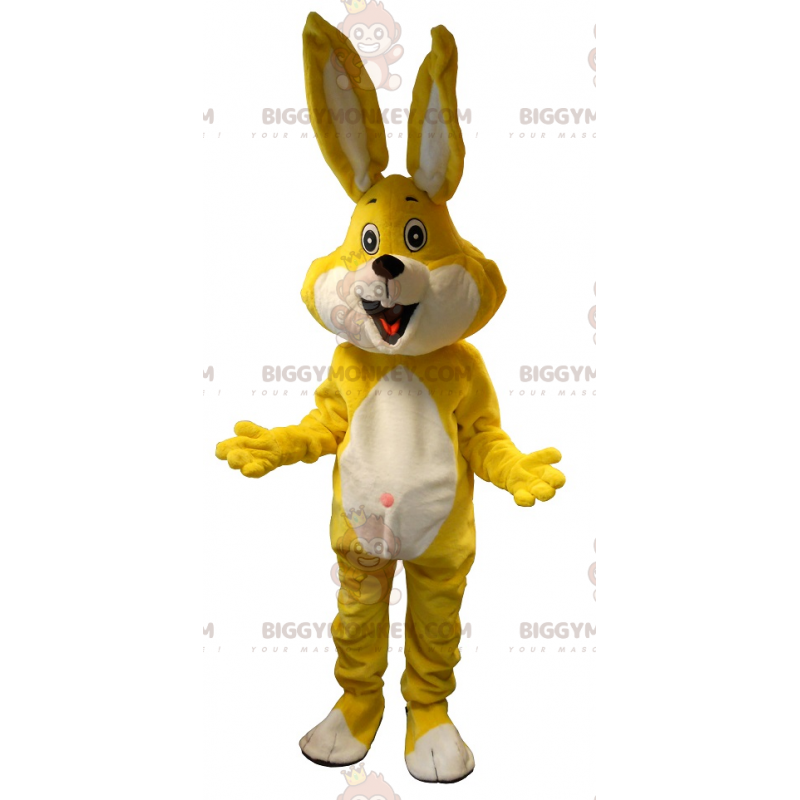 Gul och vit kanin BIGGYMONKEY™ maskotdräkt. kanin kostym -