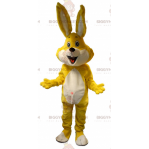 Traje de mascote de coelho amarelo e branco BIGGYMONKEY™.