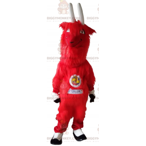 BIGGYMONKEY™ Aelos lodne rød ged med store horns maskotkostume