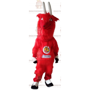 Costume de mascotte BIGGYMONKEY™ Aelos bouc rouge poilu avec de