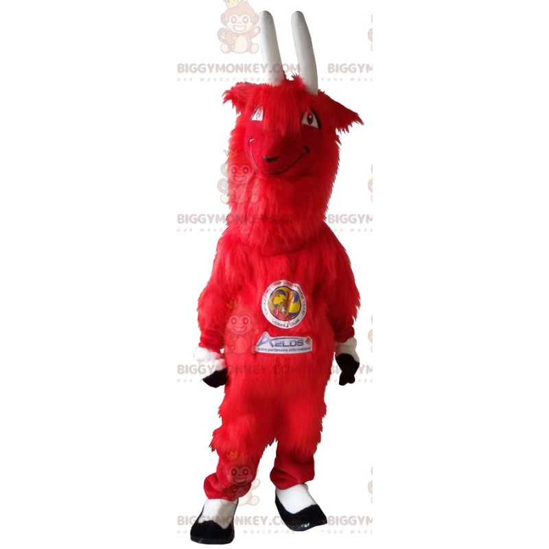 BIGGYMONKEY™ Disfraz de mascota de cabra roja peluda con