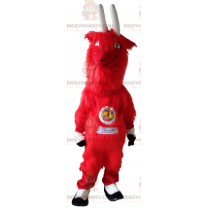 Costume de mascotte BIGGYMONKEY™ Aelos bouc rouge poilu avec de