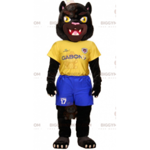 Black Tiger BIGGYMONKEY™ maskottiasu keltaisissa ja sinisissä