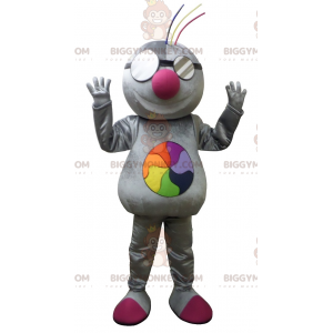 Costume da mascotte talpa grigio arcobaleno BIGGYMONKEY™ -