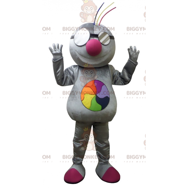 Regenboog mol grijze mol mascotte kostuum BIGGYMONKEY™ -