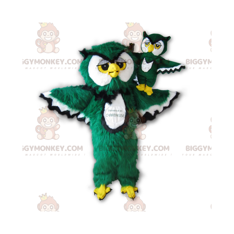 BIGGYMONKEY™ Chartreuse-mascottekostuum. Groen, wit en zwarte