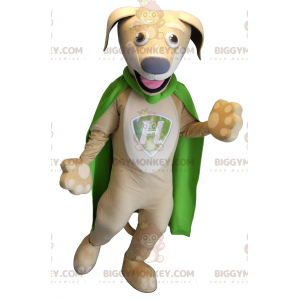 BIGGYMONKEY™ Costume da mascotte Cane beige con mantello verde