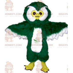 Costume de mascotte BIGGYMONKEY™ de hibou vert et blanc géant