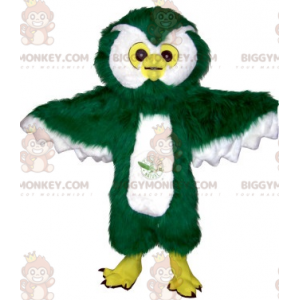 Kostium maskotka olbrzymia włochata zielono-biała sowa