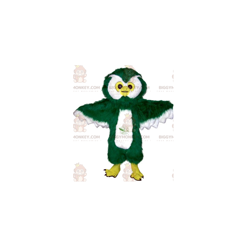 Costume de mascotte BIGGYMONKEY™ de hibou vert et blanc géant