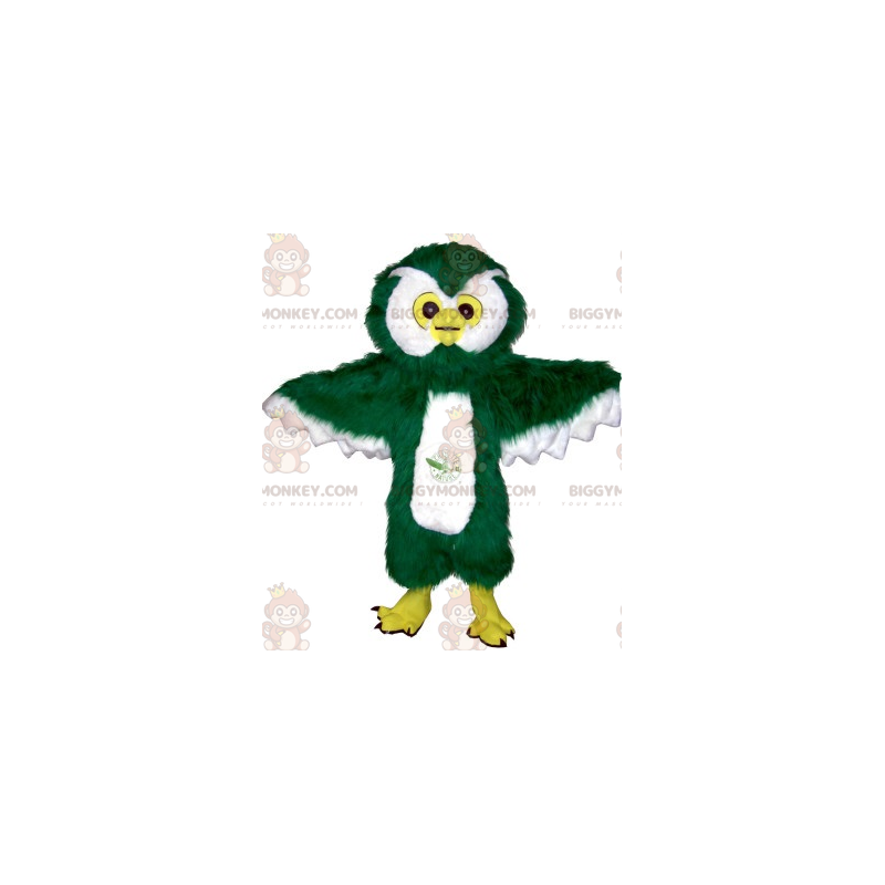 Giant Hairy Green and White Owl BIGGYMONKEY™ Mascot Costume –