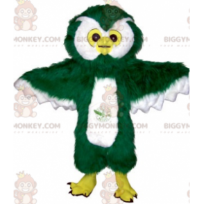 Costume da mascotte gigante peloso gufo verde e bianco