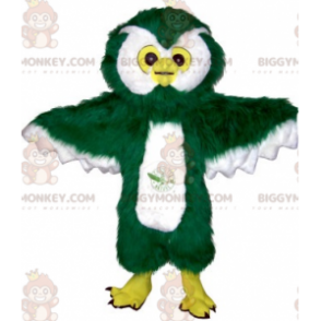 Disfraz de mascota BIGGYMONKEY™ de búho verde y blanco peludo