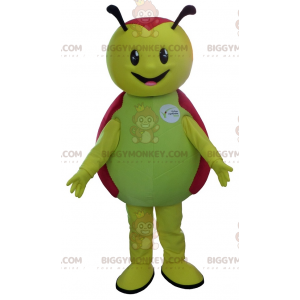 Söt leende grön och röd nyckelpiga BIGGYMONKEY™ maskotdräkt -