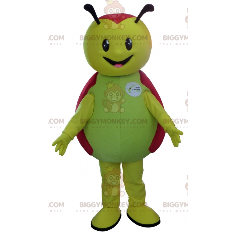 Fantasia de mascote BIGGYMONKEY™ de joaninha verde e vermelha