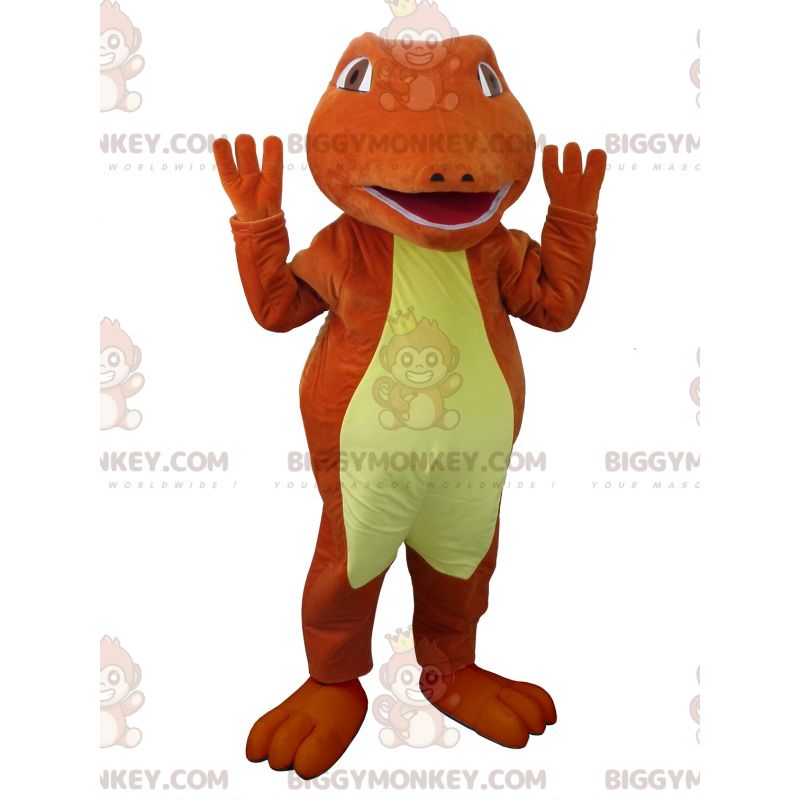 Rotes und gelbes Krokodil BIGGYMONKEY™ Maskottchenkostüm.