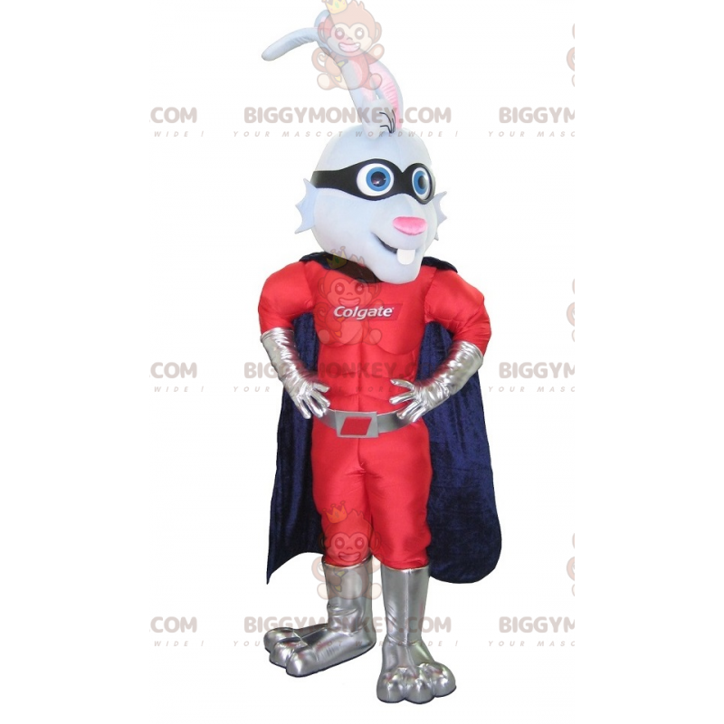 BIGGYMONKEY™ Superhjältekaninmaskotdräkt med pannband och cape