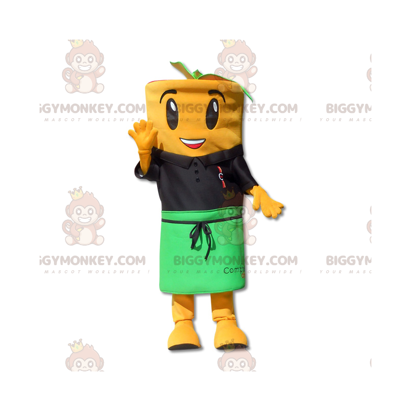 Costume de mascotte BIGGYMONKEY™ de carotte orange avec un polo