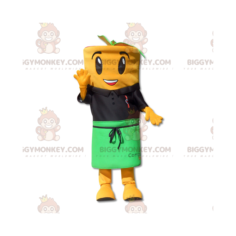 Orange Karotte BIGGYMONKEY™ Maskottchen-Kostüm mit Poloshirt