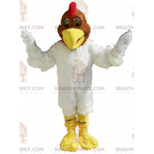 Costume de mascotte BIGGYMONKEY™ de poulet blanc et marron doux