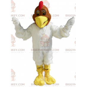 Soft and Furry White and Brown Chicken BIGGYMONKEY™ Mascot