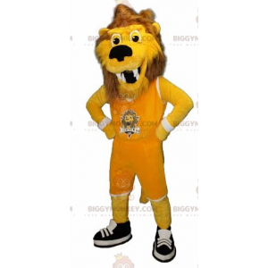 BIGGYMONKEY™ Maskotdräkt Gul & Brun Tiger Lion Sportswear -